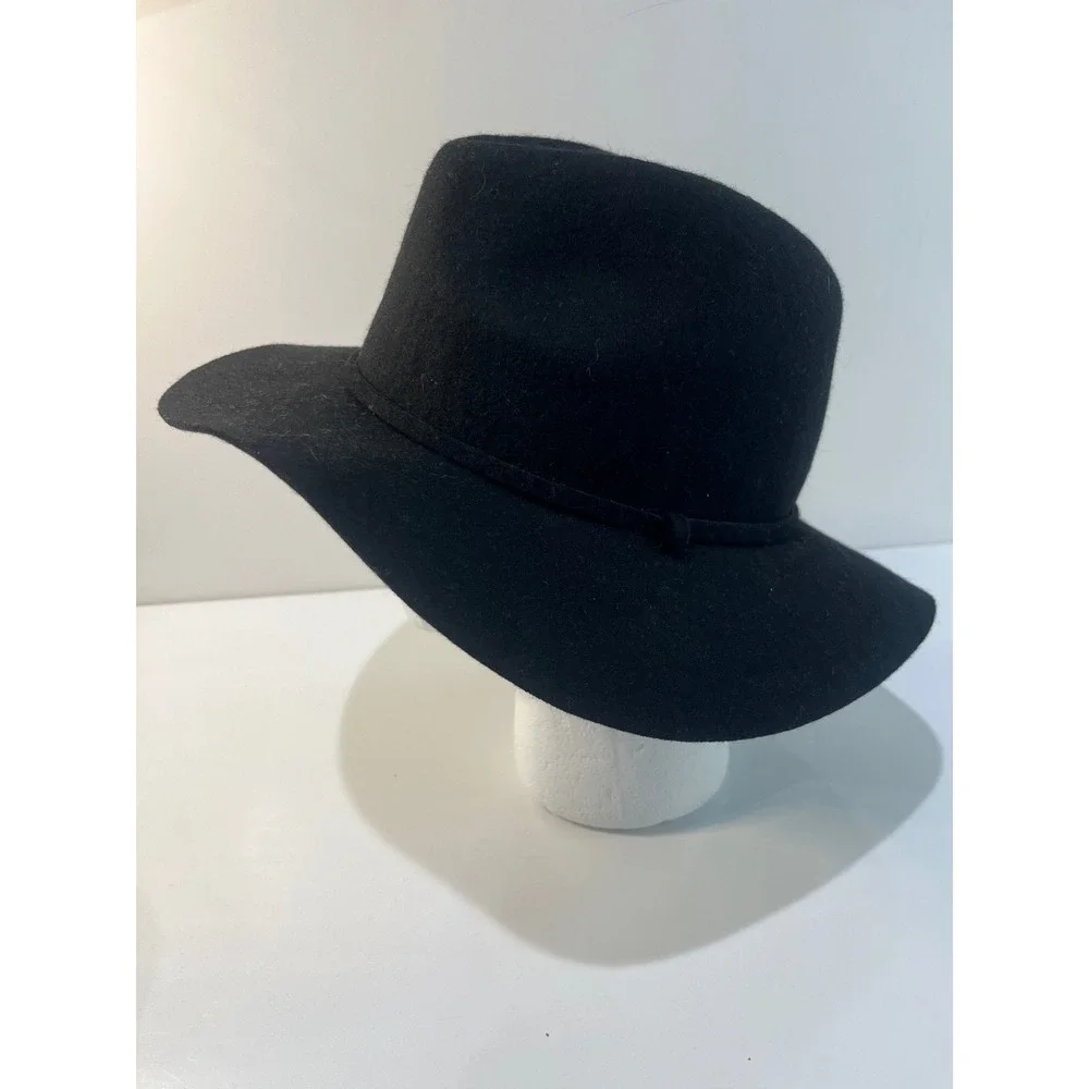 New J.Crew 100% Wool Black Hat‎ Medium/Large Womens Boho Classic Style Floppy